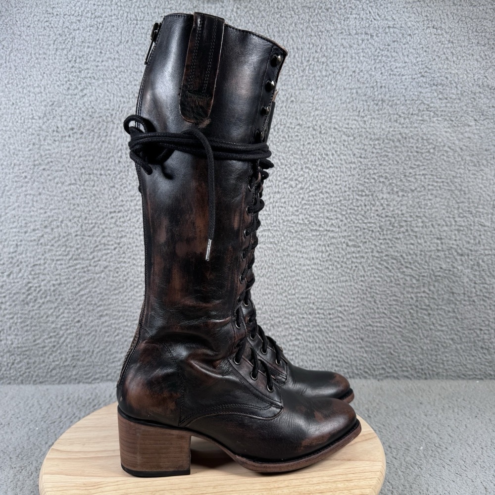 Freebird by Steven GRANY OG Size 10 Brown Distressed Leather Tall Lace Up Boots
